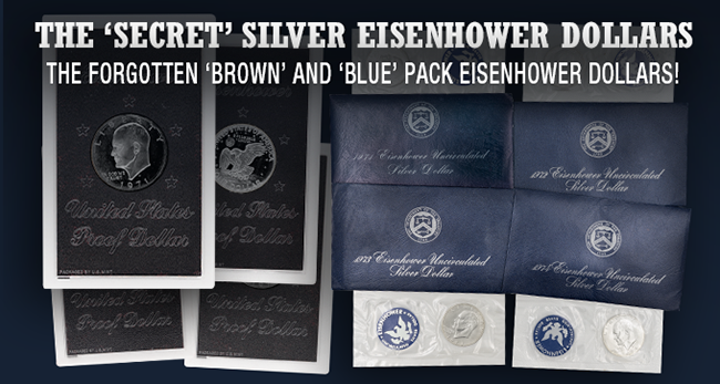 1971 - 1974 Eisenhower Silver Dollars - 4 Uncirculated / 4 Silver Proof