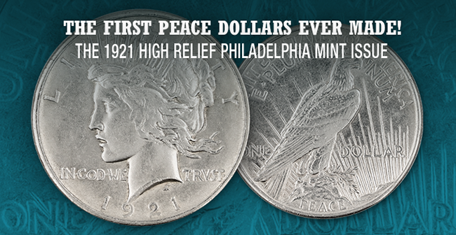 1921 High Relief Peace Dollar - Philadelphia - Super Slider