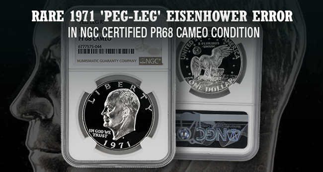 1971 Eisenhower - Silver Proof - Peg Leg - NGC 68 Cameo