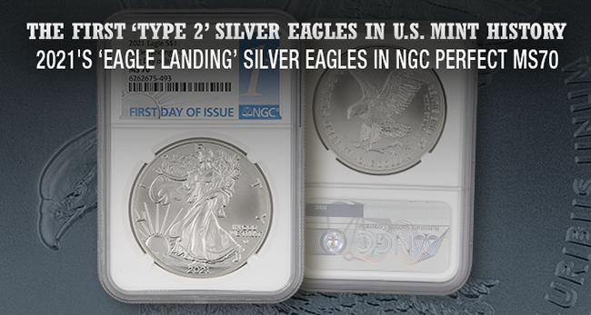 2021 Silver Eagle Type 2 NGC 70 Blue Label First Day