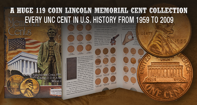 The Complete Lincoln Memorial Cent PDS Set (Unc) w/ Cornerstone Album