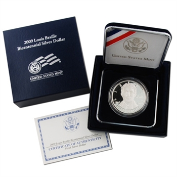 2009 Louis Braille Uncirculated Silver Dollar