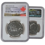 1986 Canadian Silver Dollar - Vancouver Rail - NGC 69 PL