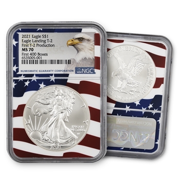 2021 Silver Eagle - Type 2  1st 400 - Flag Core - NGC 70