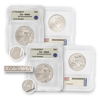 2026 Liberty Half Dollar - P & D 2pc Set - ICG 66
