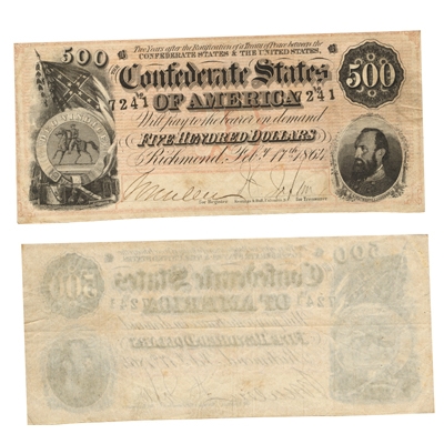 1864 500 Confederate Note