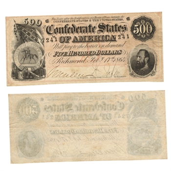 1864 $500 Confederate Note